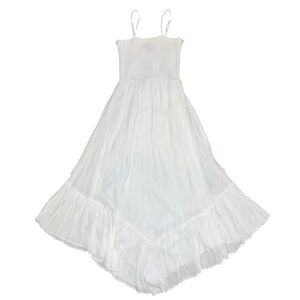 Angie White Midi Floral Sundress Festival NWT Ladies Large Boho Ruffle Smocked